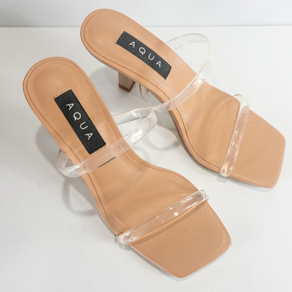 Aqua Kyle High Heel Slide Sandals Nude -6.5 - Picture 7 of 8